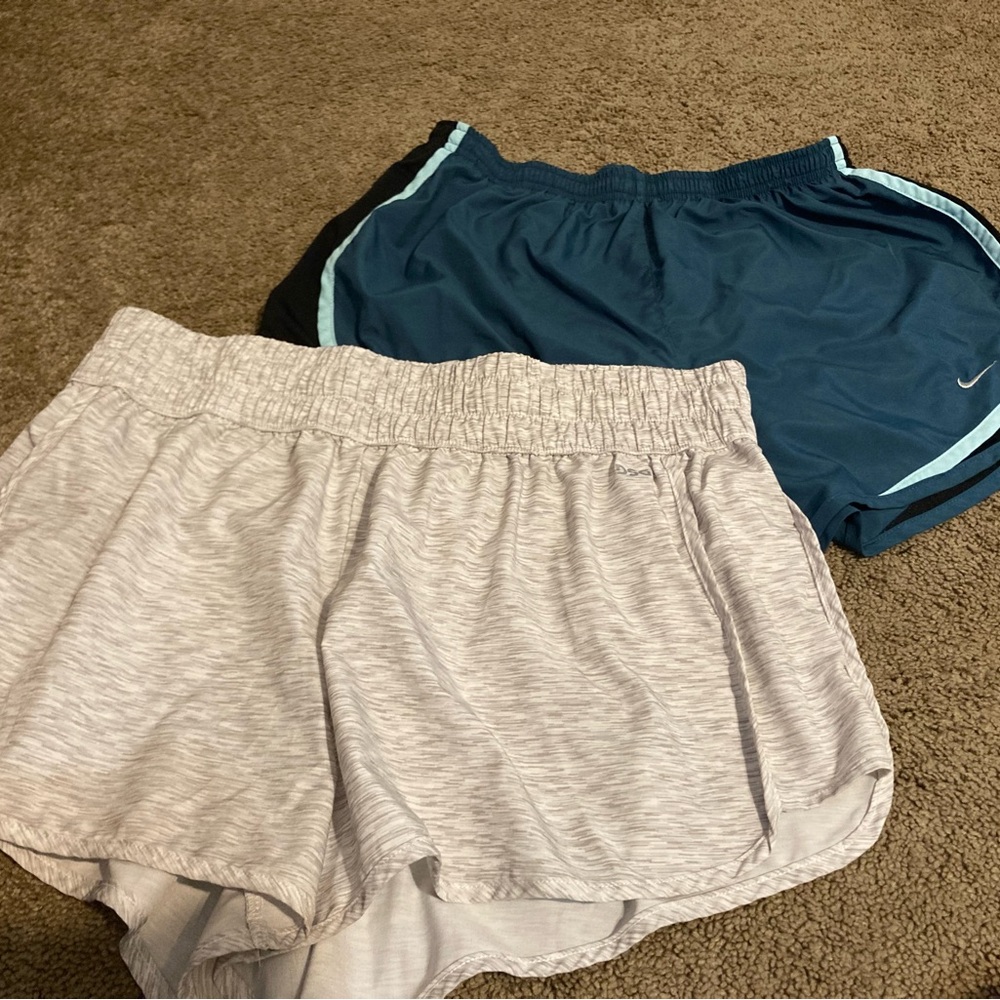 Nike Women's Blue and Gray Shorts Duo